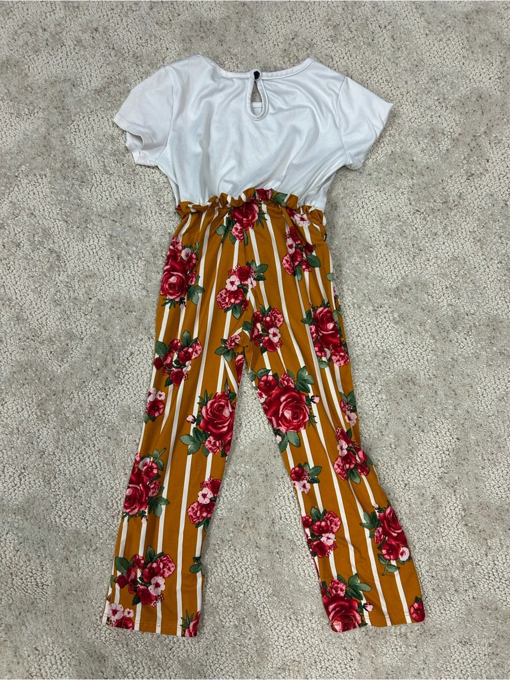 Pinc Premium White Top Mustard Floral Wide-Leg One-Piece 6x